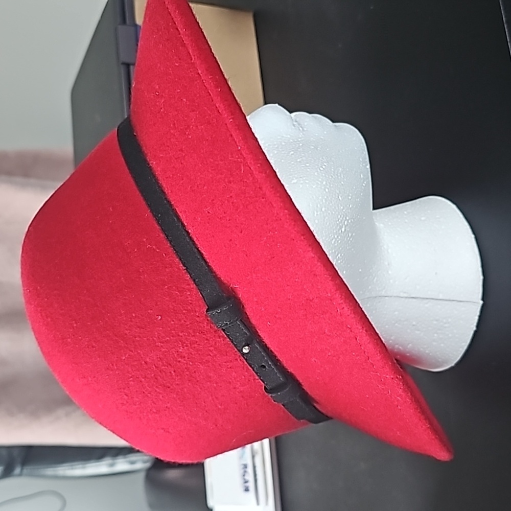 APT.9 Red Wool Hat.  Gorgeous red w/black stitch. Like new.